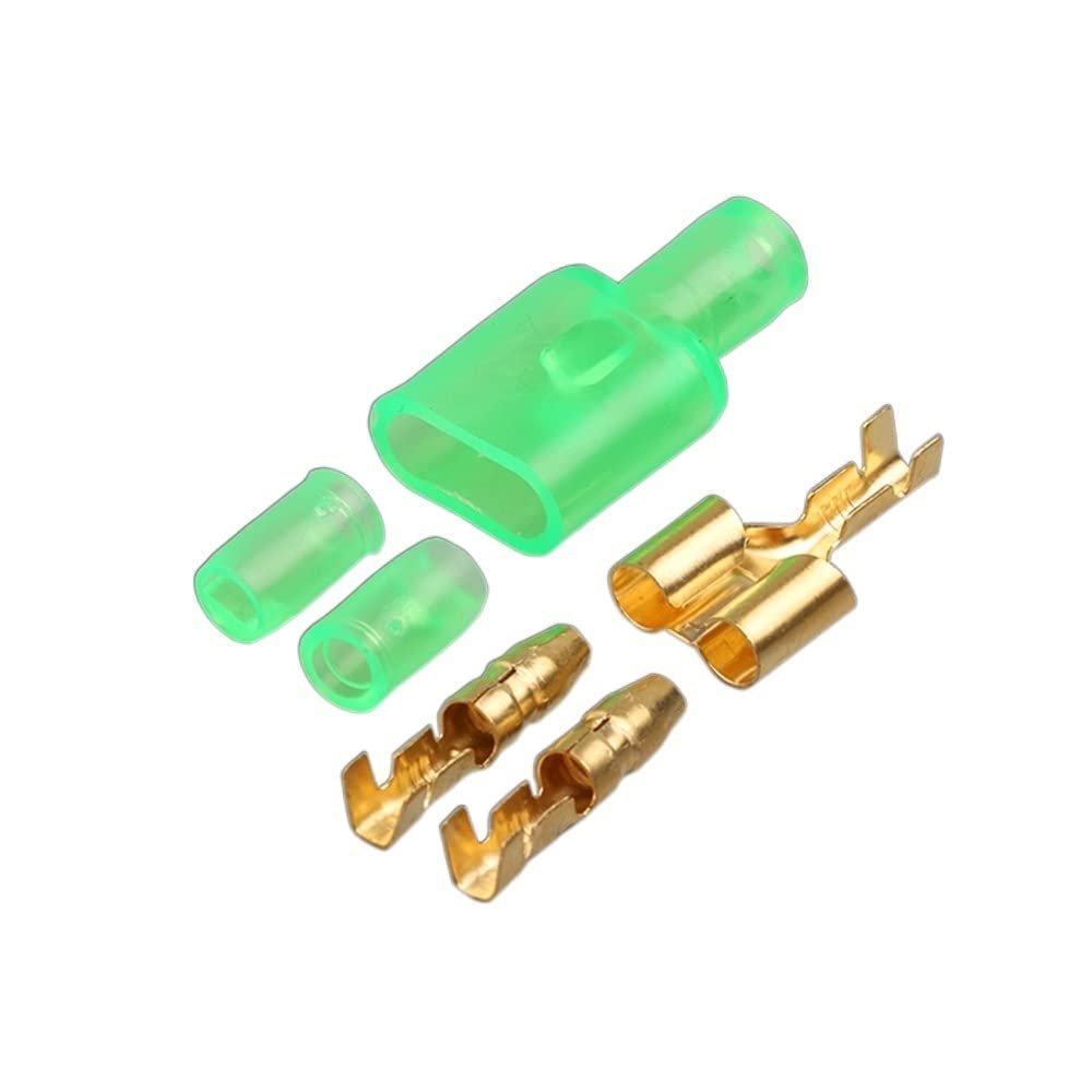 GatherTOOL 10/20/50sets 4.0 Bullet Terminal 1 : 2 Green Car Electrical Wire Connector Diameter 4mm Male + Female (Color : 10sets)