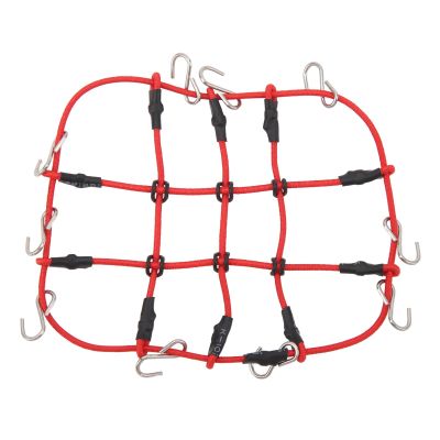 Asixxsix 1/18 RC Elastic Luggage Net with Decorative RC Crawler Car Luggage Net for 1/18 RC Cars, for scx24 1/24 Roof Rack, RC Accessories (red)