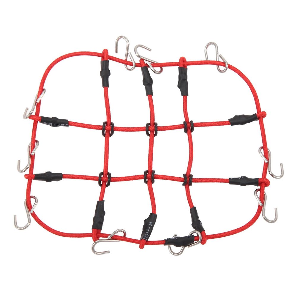 Asixxsix 1/18 RC Elastic Luggage Net with Decorative RC Crawler Car Luggage Net for 1/18 RC Cars, for scx24 1/24 Roof Rack, RC Accessories (red)