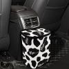Dajingkj Cow Print Car Trash Bin with Lid Foldable Car Organizer Leak Proof Hanging Car Rubbish Can Waterproof Car Garbage Can Multipurpose Storage Container Car SUV Truck view 4