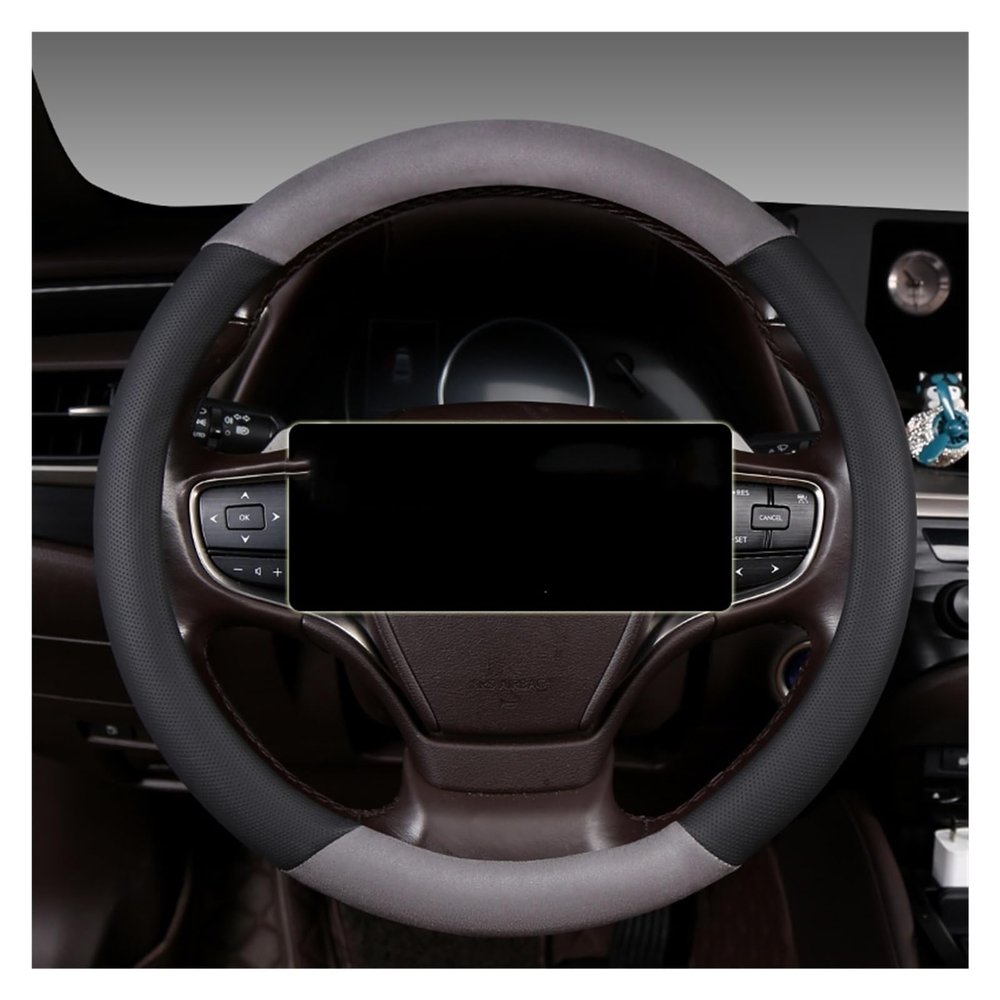FUERU Car Steering Wheel Cover Set Car Steering Wheel Cover Breathable Leather Grip Comfortable Car Interior (Color : 4#)