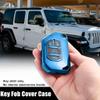 Unifizz Car TPU Key Fob Cover Case Keyless Remote Smart Key Holder for Jeep Wrangler JL JLU Gladiator JT Rubicon Sahara JLU 2018-2021 Shell Protector Blue view 2