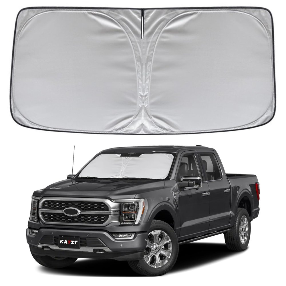 KAYZT Windshield Sun Shade for Ford F150 2021-2025 2026 Super Crew Cab, Super Cab, Regular Cab Foldable Sunshade Front Window Custom Fit Accessories
