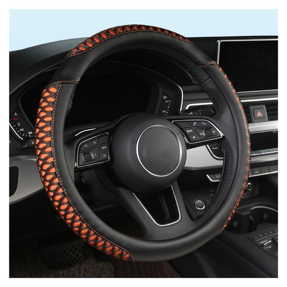 FUERU Car Steering Wheel Cover Set Car Steering Wheel Cover Ice Silk Leather Soft and Breathable Creative Car Interior Accessories (Color : 1#)