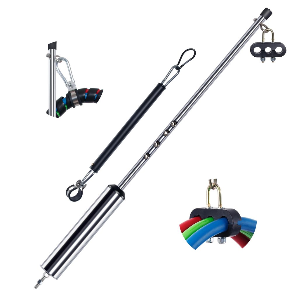 Dazakoot 40 Swivel Pogo Stick with 16" Tender Spring, Pogo Stick for Semi Truck, Air Brake Line & Electric Power Cord Holder Stand, Stick with Clamp, 3 Hole Clamp, Lock Screw