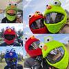 HTLNUZD Full Face Motorcycle Helmet Cover Easy to Install Dust Cap Motorcycle Helmet Fun Rides, Cartoon Fluffy Plush Set for Motorcycle Christmas Hats (Frog-Blue) view 2