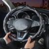 Car Steering Wheel Cover with Bling Rhinestones PU Leather Anti-Slip 15 Inch Car Wheel Protector for Women Girl Universal Fit Suvs,Vans,Sedans,Car Hot Pink view 4