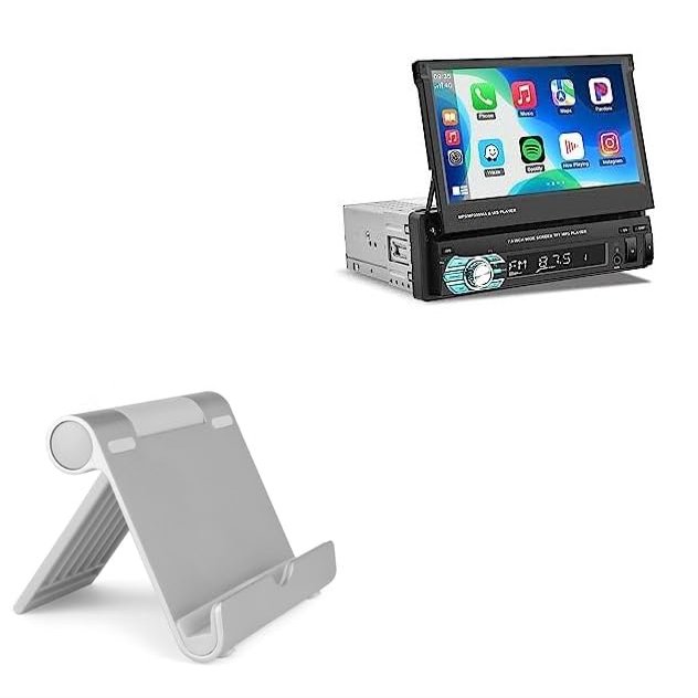 BoxWave Stand and Mount Compatible with Hikity Single Din Car Stereo (7 in) - VersaView Aluminum Stand, Portable, Multi Angle Viewing Sturdy