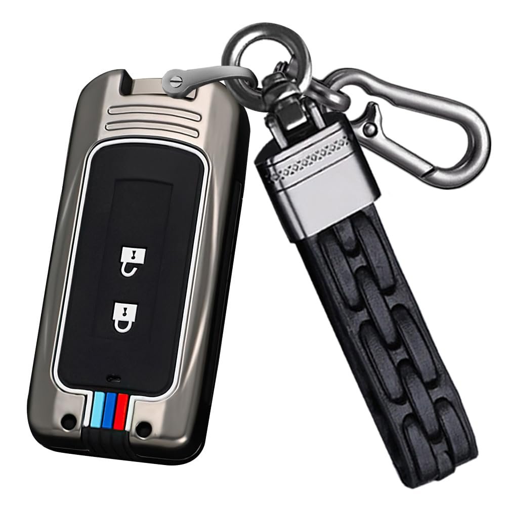 SANRILY Luminous 3 Button Key Fob Cover Case Fit for Mitsubishi Outlander Lancer Eclipse Mirage Keyless with Keychain Black