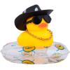 wonuu Car Rubber Duck, Yellow Duck Decoration Dashboard with Sun Hat Swim Ring Necklace Sunglasses for Car Dashboard Decorations, White Spots Black Cowboy Hat-Transparent view 1