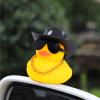 wonuu Car Rubber Duck, Yellow Duck Decoration Dashboard with Sun Hat Swim Ring Necklace Sunglasses for Car Dashboard Decorations, White Spots Black Cowboy Hat-Transparent view 2