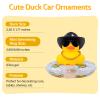 wonuu Car Rubber Duck, Yellow Duck Decoration Dashboard with Sun Hat Swim Ring Necklace Sunglasses for Car Dashboard Decorations, White Spots Black Cowboy Hat-Transparent view 3