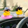 wonuu Car Rubber Duck, Yellow Duck Decoration Dashboard with Sun Hat Swim Ring Necklace Sunglasses for Car Dashboard Decorations, White Spots Black Cowboy Hat-Transparent view 4