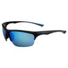 Optic Edge Shakedown Wraparound Sports & Motorcycle Sunglasses for Men or Women Black Semi-Rimless Frame w/Dielectric Blue Mirror Lens view 1