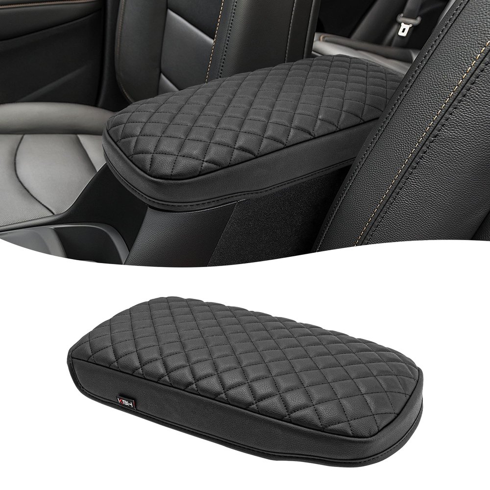 KBH Center Console Armrest Cover for 2018-2024 Chevy Equinox, GMC Terrain, Vinyl Leather Interior Accessories, Middle Console Lid Protector, Arm Rest Cushion Pad, Anti-Scratch, Black