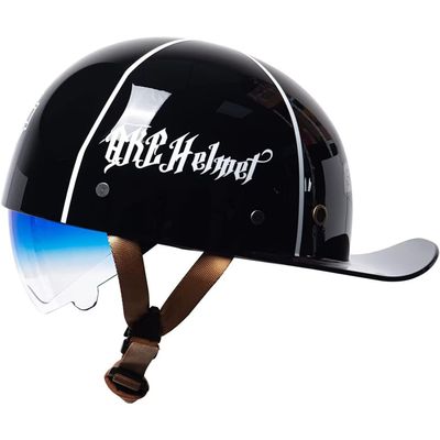 YMKJGZS Retro Half Helmet Baseball Cap Vintage Couple Low Brim Lightweight and Breathable Motorcycle - DOT Approved Motorcycle German Style Helmets for Scooter Moped Cruiser Chopper ATV (4,XL)