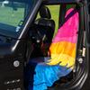 Gone For a Run Car Seat Towel Cover Hooded Moisture-Wicking Microfiber Seat Protector 30" x 60" for Runners and Outdoor Enthusiasts Happy Hour view 2