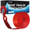 Boat Trailer Winch Strap With Hook 2" x 20' - 10,816lbs Breaking Strength Heavy Duty Hand Crank Replacement for Jet Ski, Automotive Towing view 1