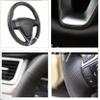 Black Leather Car Steering Wheel Cover for Ford Transit Connect Tourneo Custom Grand Tourneo Connect 2014-2020 Hand-Stitched Car Steering Wheel Cover view 3
