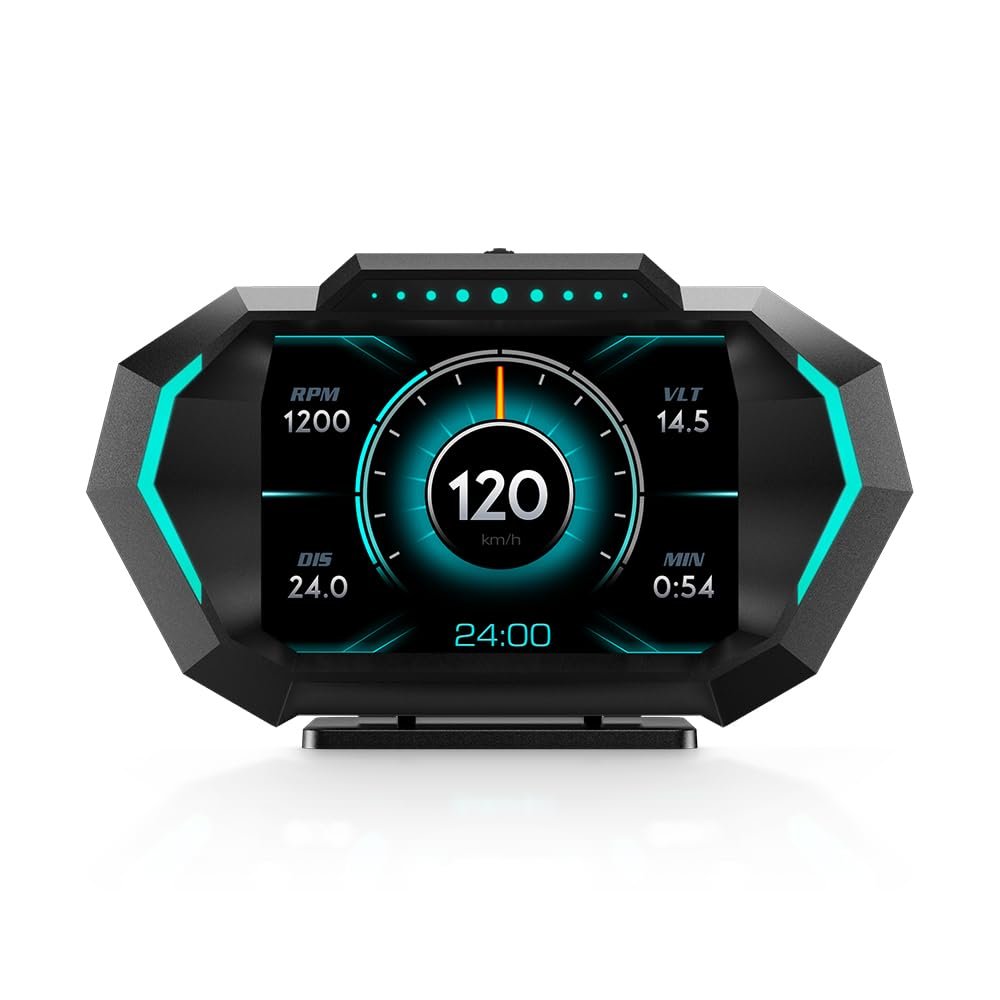 wiiyii obd2 gauge display, head up display for car, Digital Speedometer, Tachometer, Water Temperature Gauge, Multi-Data Smart Gauge, Trip Computer Fuel Pressure Tester for All cars