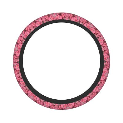Pink Leaves Camo Printed Steering Wheel Covers Elastic Car Steering Wheel Cover Anti-Slip Car Steering Wheel Protector Universal 15 Inch Car Accessories