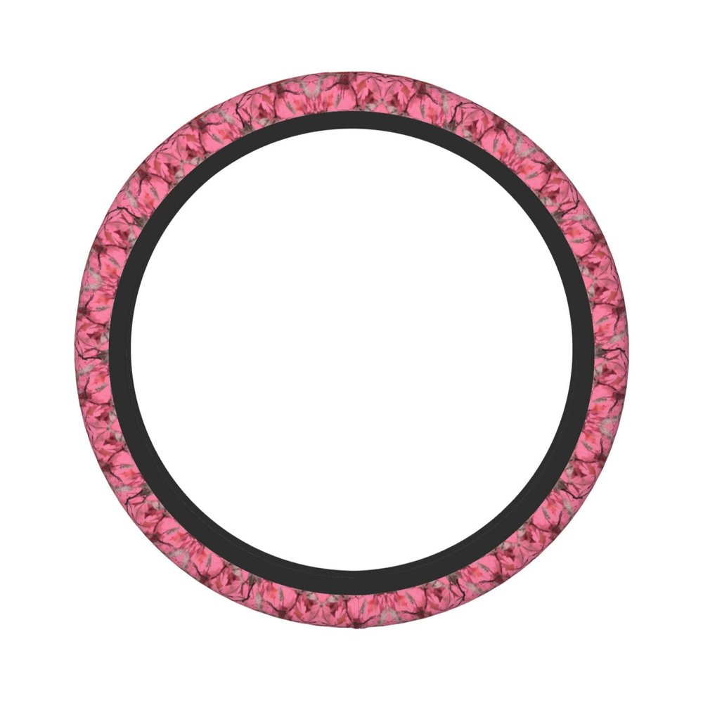 Pink Leaves Camo Printed Steering Wheel Covers Elastic Car Steering Wheel Cover Anti-Slip Car Steering Wheel Protector Universal 15 Inch Car Accessories