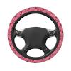 Pink Leaves Camo Printed Steering Wheel Covers Elastic Car Steering Wheel Cover Anti-Slip Car Steering Wheel Protector Universal 15 Inch Car Accessories view 3