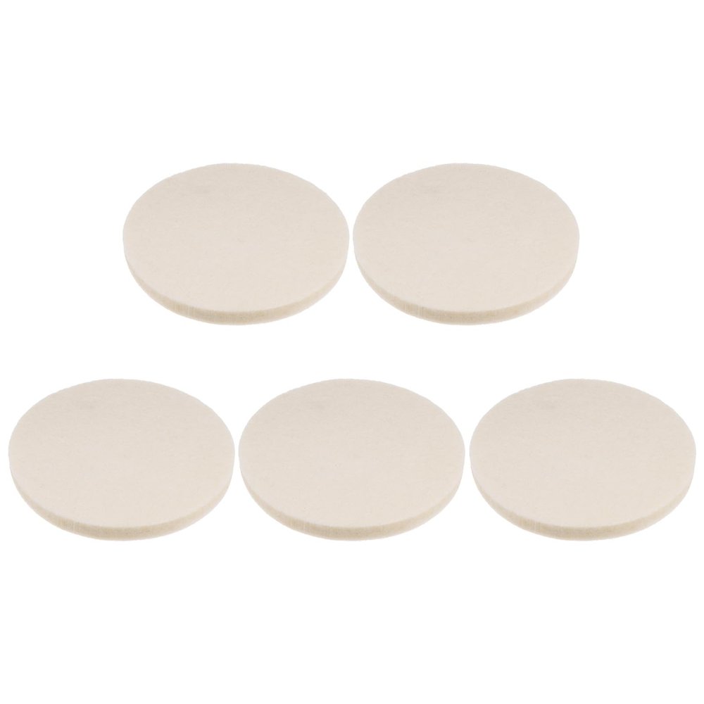 HARFINGTON 5pcs Wool Felt Polishing Pads, 4 inch Buffing Wheel Polish Pad Flocking Hook & Loop Back for Car Glass Plastic Metal Stone