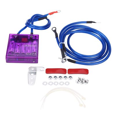 Universal Fuel Saver Voltage Stabilizer Regulator Kit W 3 Earth Ground Cables for Car Truck Automatic Voltage Regulator ()