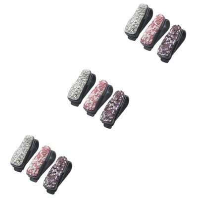 FAVOMOTO 9pcs Rhinestone Car Sunglass Holder Multifunctional Sun Visor Organizer for Eyeglasses Stylish Accessories for Girls - Design Fits All Glasses and Cards