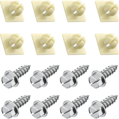 PRIME AVE License Plate Screws with Nylon Inserts - Stainless Steel Rust Proof License Plate Screws for License Plates, Frames & Covers - 4755299 3907444 A11719 - U.S. Cars Trucks SUVs (Set of 8)