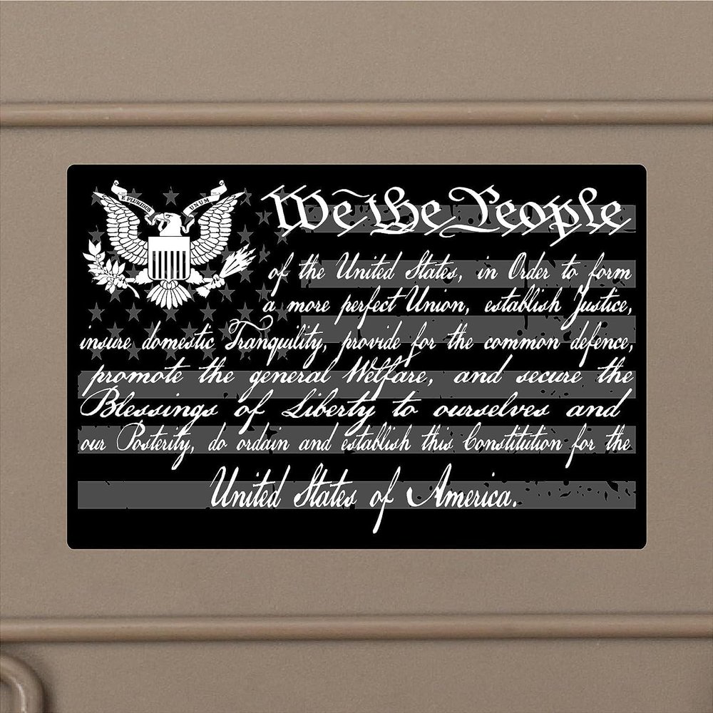 American Flag Preamble Constitution Gadsden 1776 We The People Weathered Vinyl Sticker Decal (7"x12")