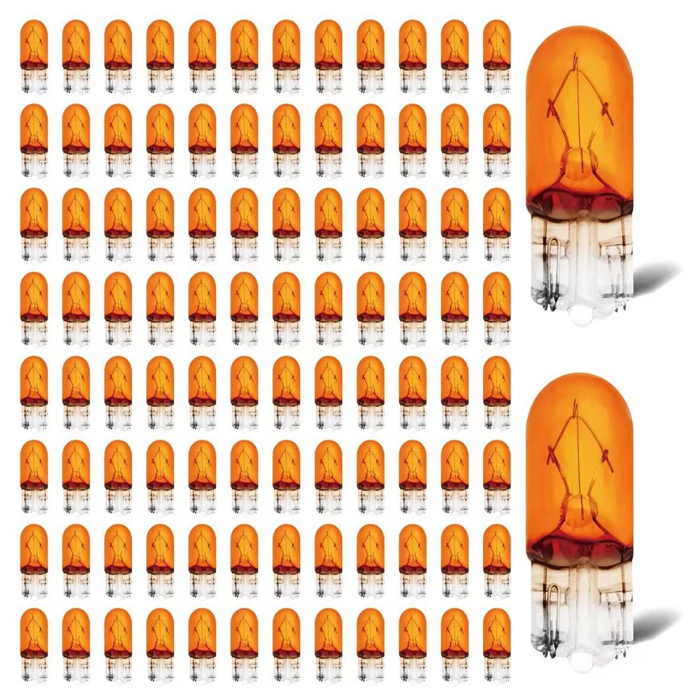 Rafeal Auto 194 Amber Light Bulb 100 Pack,194A Automotive Brake Light Turn 194A Miniature Bulb Mini Bulb Taillight Turn Signal Light,Replacement for Cars,Trucks,SUVs