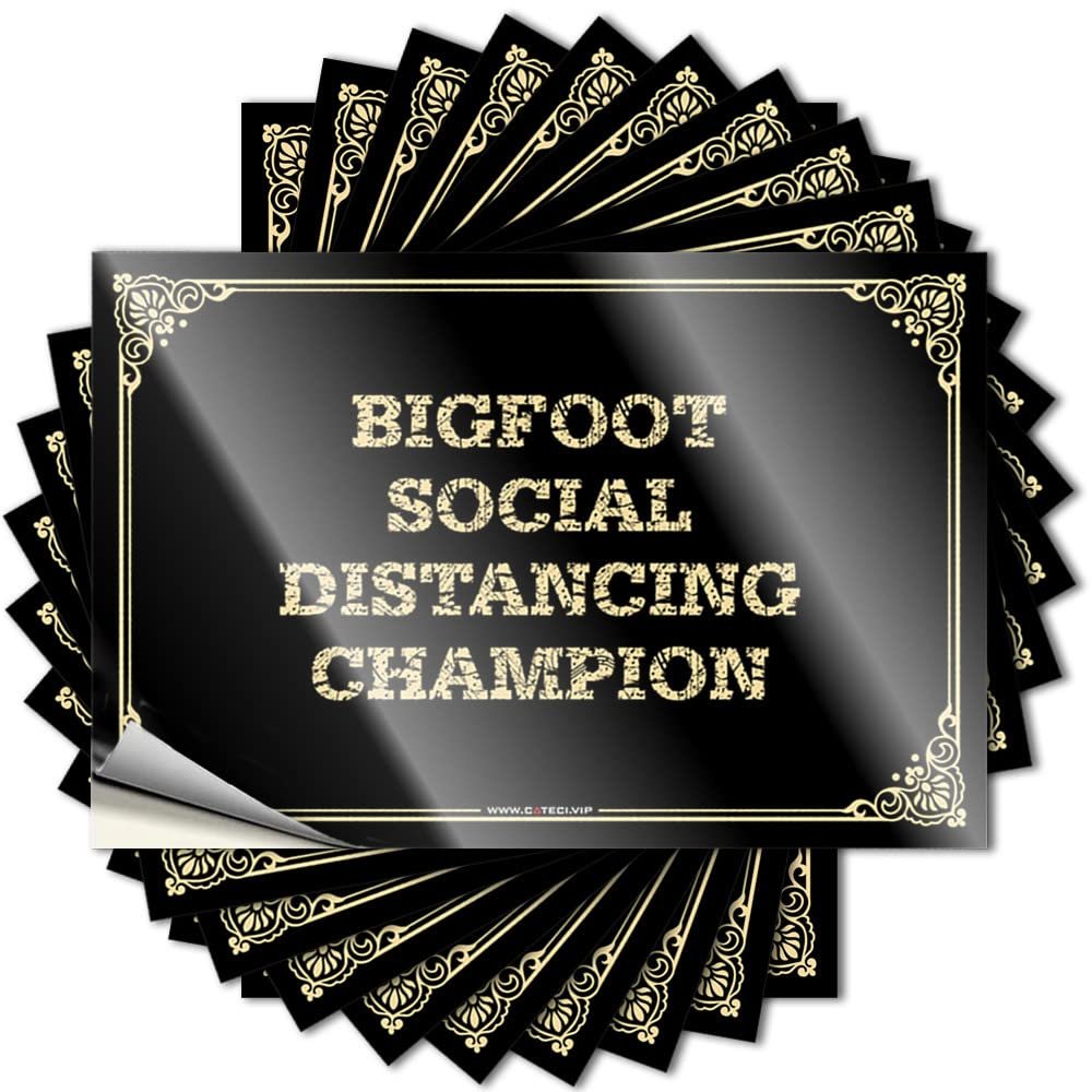 Bumper Sticker Bigfoot Social Distancing Champion Stickers Funny Sticker Car Stickers (Color : Colour, Size : 6X9CM)