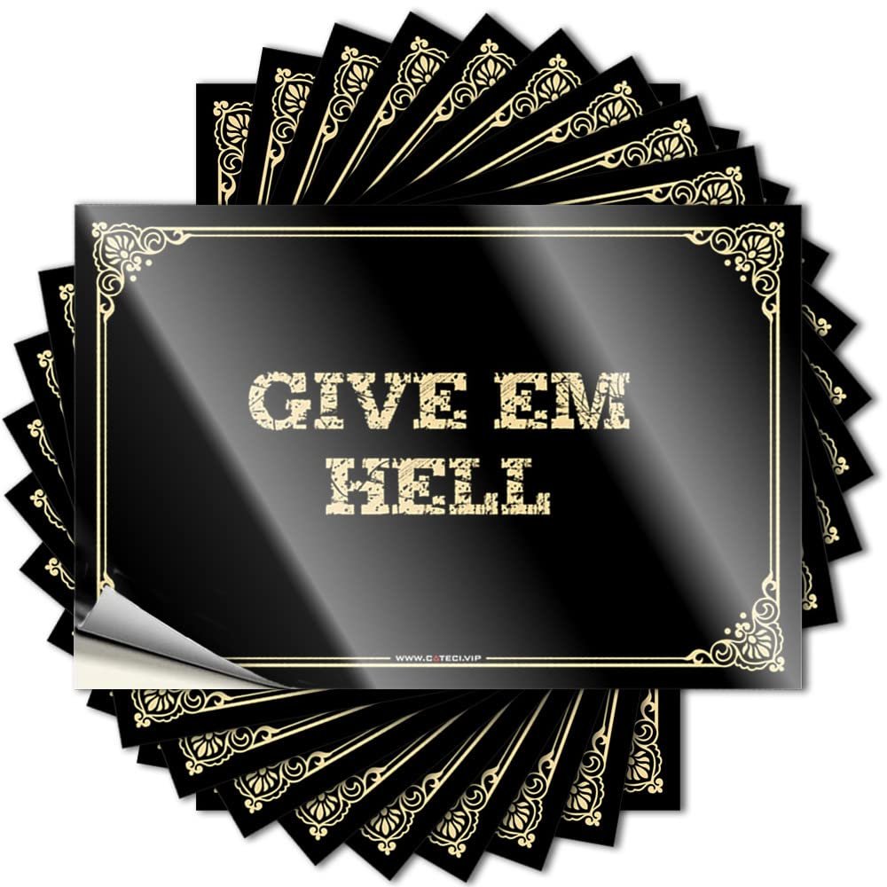 Bumper Sticker Give Em Hell Stickers Funny Sticker Car Stickers (Color : Colour, Size : 8X12CM)