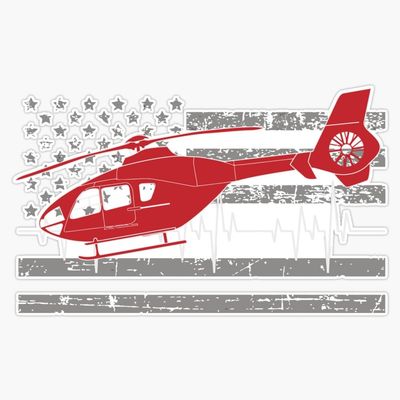 American Flag Flight Medic Heartbeat Sticker Vinyl Decal Bumper Sticker 5"