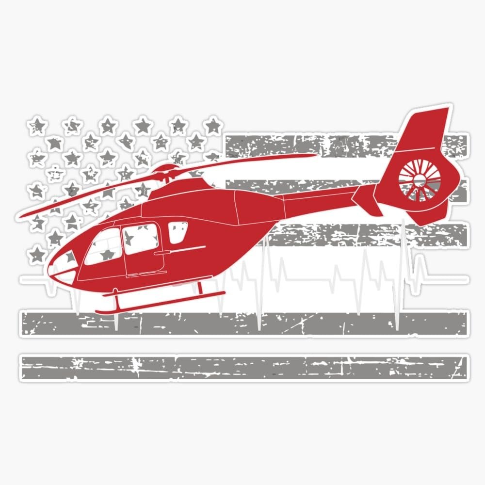 American Flag Flight Medic Heartbeat Sticker Vinyl Decal Bumper Sticker 5"