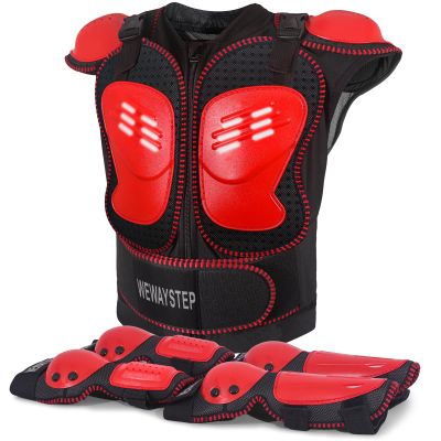 Kids Motorcycle Armor Gear Body Armor Vest Suit Chest Back Spine Protector Motocross Dirt Bike Protective Gear with Elbow Knee Protector Pads for MTV ATV Cycling Skateboard Off-Road Racing Skiing