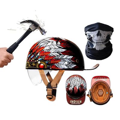 YMKJGZS Baseball Style Motorcycle Helmets,German Motorcycle Helmet ~ DOT Approved, Fashion Vintage Street Adults Men Women Open Face Motorbike Helmets for Man Woment (B,M (57~58 CM))