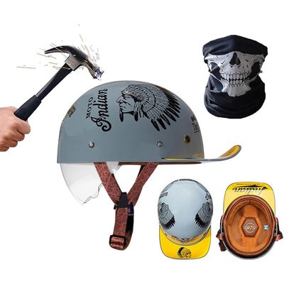 YMKJGZS Baseball Style Motorcycle Helmets,German Motorcycle Helmet ~ DOT Approved, Fashion Vintage Street Adults Men Women Open Face Motorbike Helmets for Man Woment (A,XL (61~62 CM))