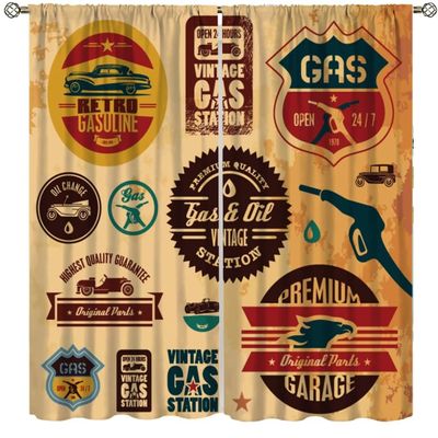 Car Curtains Rusty Metal Logo On Old License Plate Retro American Truck Poster Garage Antique Rural Farm Pattern Printed Curtains Bedroom Living Room Decoration Blackout Curtains W72 * L63 Inches