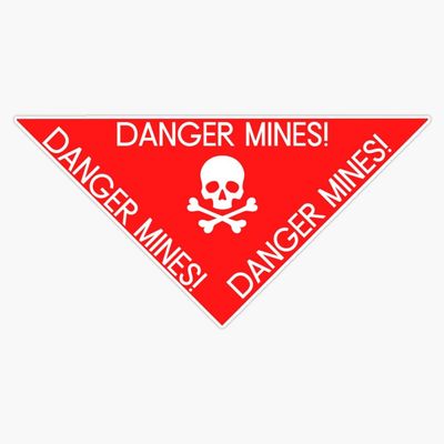 Danger Mines - English Warning Sign Vinyl Sticker Waterproof Bumper Sticker Laptop Window 5"