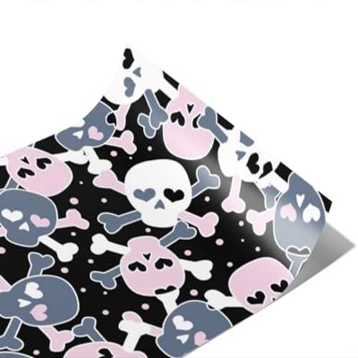 Rwraps Skull and Bones Heart Eyes Gloss Vinyl Film Wrap 59in x 11ft Vinyl