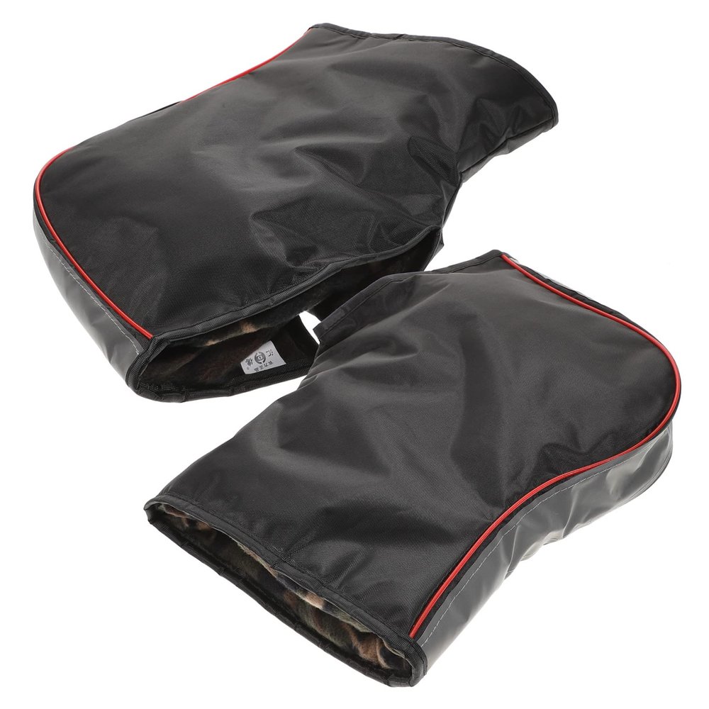 Wakauto 1pair Winter Motorcycle Handlebar Gloves Muffs Reflective Thermal Hand Protectors for Cold Weather Riding Windproof Mitts for Snowmobile and ATV Use