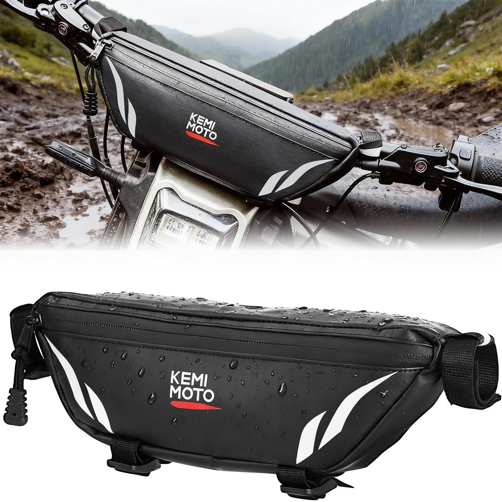 KEMIMOTO Dirt Bike Handlebar Bag- Waterproof Motorcycle Handlebar Storage Pouch,Compatible with Sur-Ron Light Bee X, S X160, X260, Talaria Sting ridstar q20 Soleil01 Ebike Silver
