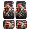 Set of 4 Anti-Slip Retro Universal Fit Car Floor Mats Protector for SUV Truck Sedans American Flag Cock Car Floor Mats for Man Women Anti Stain Decorate Auto Carpet view 1