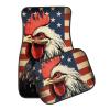 Set of 4 Anti-Slip Retro Universal Fit Car Floor Mats Protector for SUV Truck Sedans American Flag Cock Car Floor Mats for Man Women Anti Stain Decorate Auto Carpet view 2