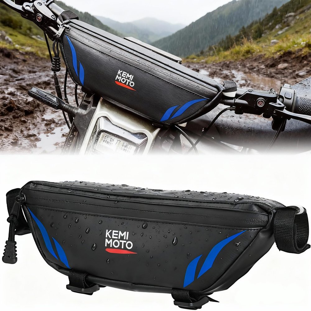 KEMIMOTO Dirt Bike Handlebar Bag- Waterproof Motorcycle Handlebar Storage Pouch,Compatible with Sur-Ron Light Bee X, S X160, X260, Talaria Sting ridstar q20 Soleil01 Ebike Blue