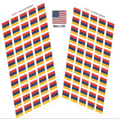 100 Armenia Flag Stickers, Two Sheets of 50, 1.5" x 1" Made in America Self Adhesive Country Flag Scrapbook Stickers, Two Sheets of 50, 100 Sticker Decal Flags