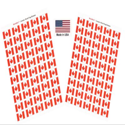 100 Canada Flag Stickers, Two Sheets of 50, 1.5" x 1" Made in America Self Adhesive Country Flag Scrapbook Stickers, Two Sheets of 50, 100 Sticker Decal Flags